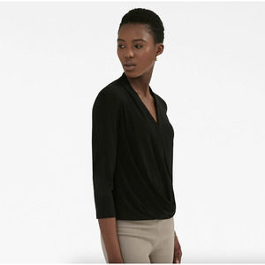 M.M. Lafleur The Deneuve Top - Knit Crepe wrap blouse in light blush pink size M